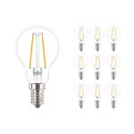 Lot 10x Philips Corepro LED Lustre E14 Boule Filament Claire 2W 250lm - 827 Blanc Très Chaud | Équivalent 25W